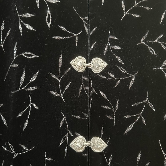 J.B.S. Vintage Black Velvet Mandarin Collar Elegant Black Wedding Event Sz 1X - Picture 5 of 10